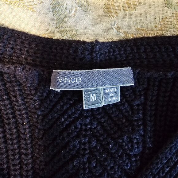 Vince Black V-Neck Ribbed Sweater Women’s Size M - Picture 4 of 8